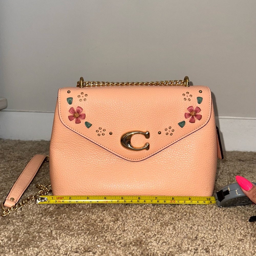 Coach Peach Floral Shoulder Bag - Picture 4 of 6
